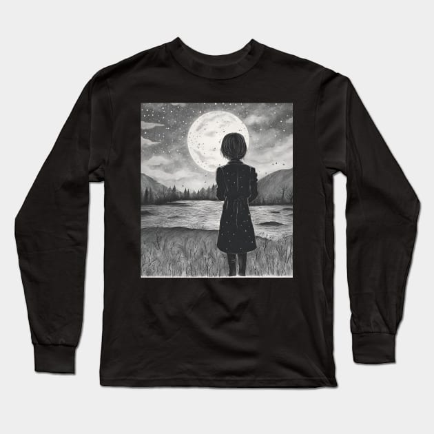 Who stole the night? Long Sleeve T-Shirt by Jolyful Drawing